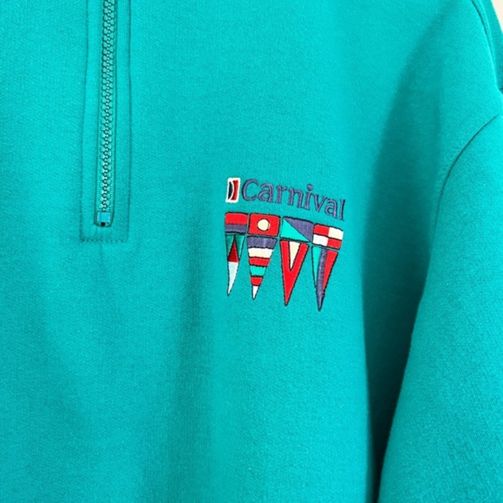 Carnival Vintage Quarter-Zip Sweatshirt.  Size S-M. Teal in Color. LIKE NEW - Picture 4 of 5